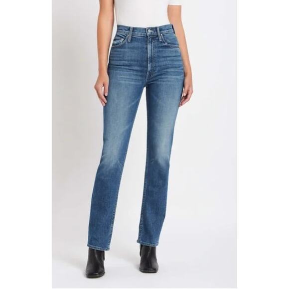 Mother High Waisted Rider Skimp Straight Leg Jeans In Cowboys Don’t Cry Size 26 - Picture 1 of 16